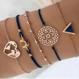 Heart Earth Bracelet Stack Set